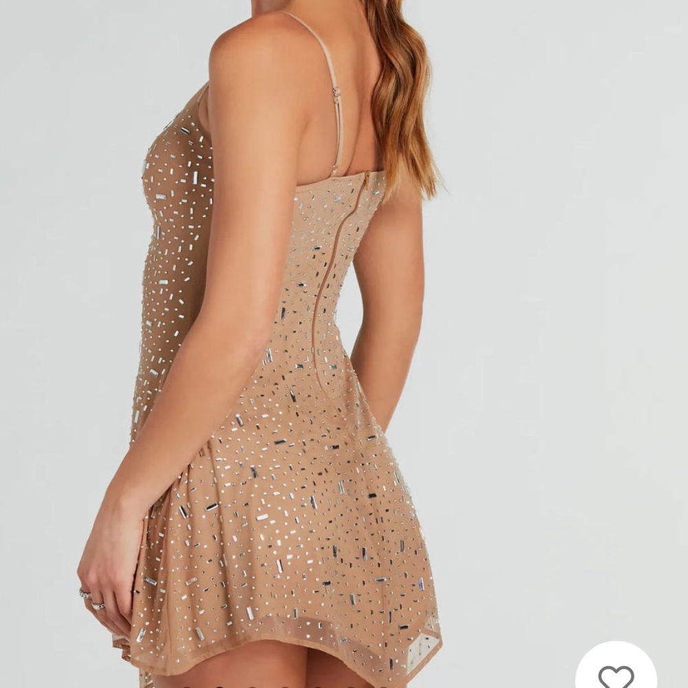 Pretty Shimmer Rhinestone Mesh mini Party Dress - Picture 4 of 7